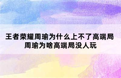 王者荣耀周瑜为什么上不了高端局 周瑜为啥高端局没人玩